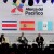 La presidenta de Costa Rica, Laura Chinchilla (i), el presidente del Gobierno España, Mariano Rajoy (2-i) y el presidente de Guatemala, Otto Pérez (2-d), participan en un conversatorio sobre economía en el Encuentro Empresarial, durante la VII Cumbre Alianza del Pacífico que se realiza en Cali (Colombia). EFE