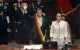 Fotografía facilitada por la Casa de S.M. El Rey en la que se registró al presidente de Ecuador, Rafael Correa, junto a la presidenta de la Asamblea Nacional, Gabriela Rivadeneira, durante su juramentación como presidente de Ecuador, en Quito. EFE