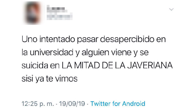 Ya Te Vimos El Trino Que Esta Indignando Tras Muerte De Alumno En La Javeriana Minuto30 Com
